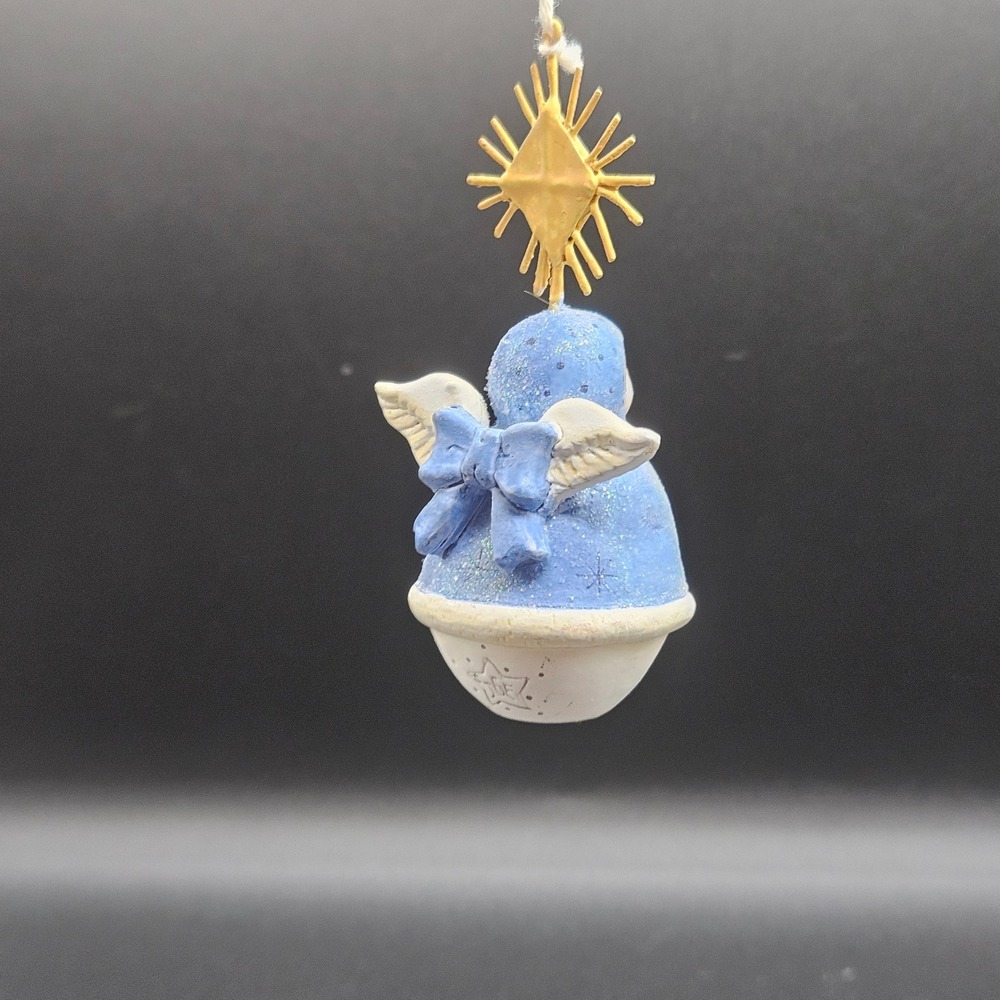 Midwest Jolly Follies Sandi Gore Evans Praying Angel Ornament Blue Gold 2000 - Picture 2 of 7